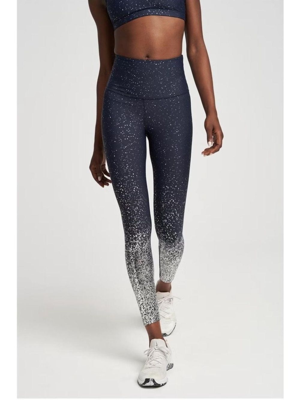 Beyond Yoga High Waist Alloy Ombré MIDI Leggings in Navy and Silver Size Small